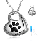 Sterling Silver Pet Paw Urn Necklace for Ashes Cremation Jewelry