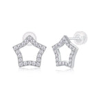 Tonight New Star - S925 Moissanite Sterling Silver with Platinum-Plated Stud Earrings