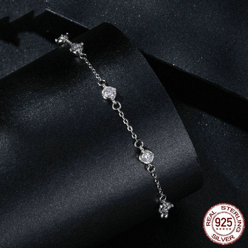 S925 Sterling Silver Simple Classic Starry Moissanite Bracelet
