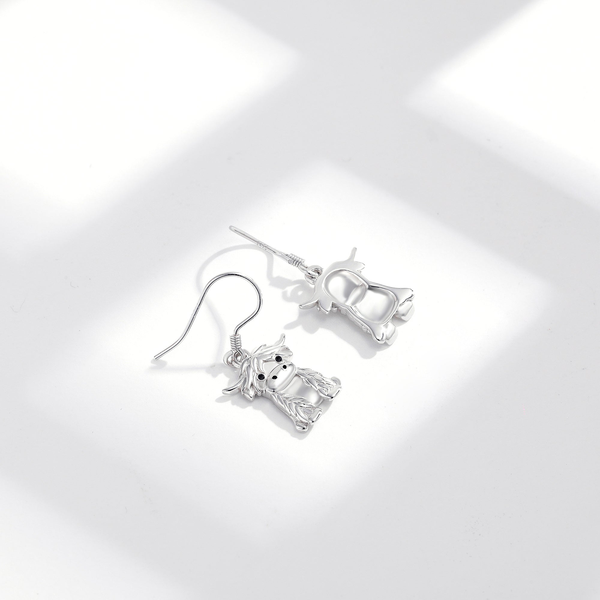 925 Sterling Silver Highland Cow Earrings