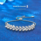Moissanite Adjustable 925 Sterling Silver Wheat Bracelet