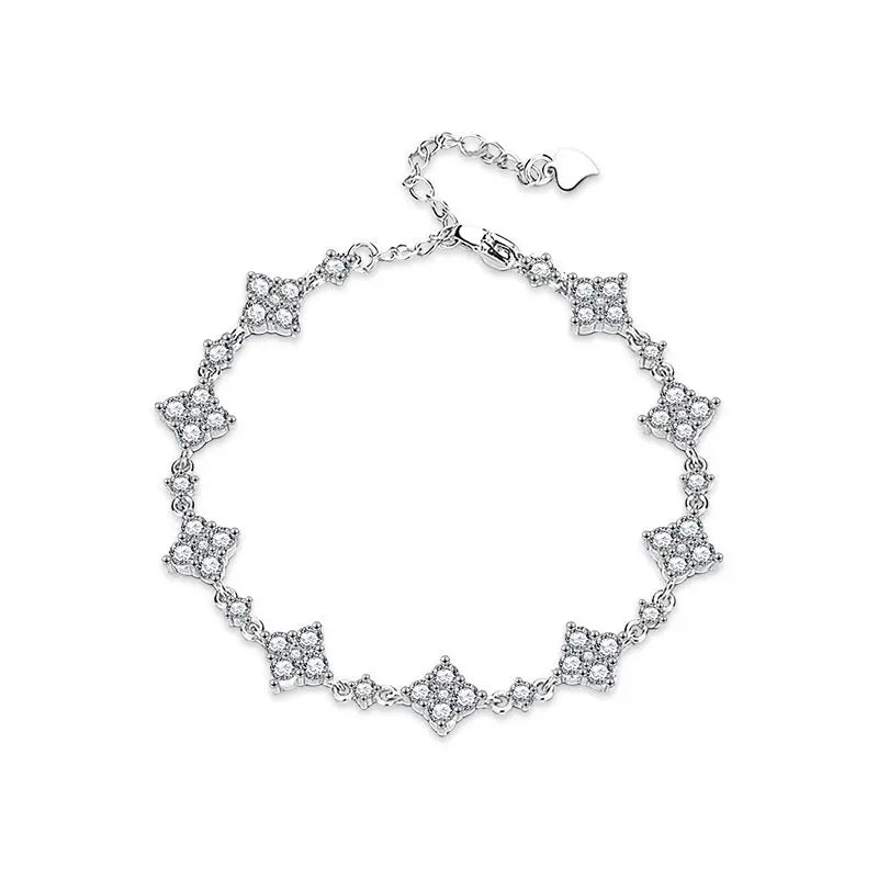 S925 Sterling Silver Moissanite Four-leaf Clover Bracelet