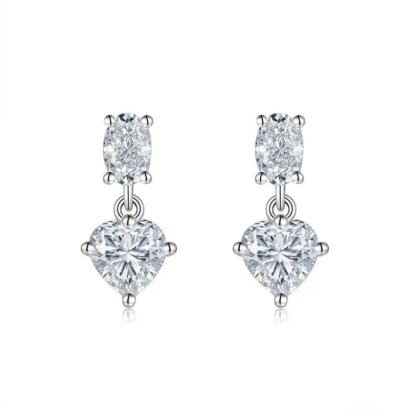 Moissanite Luxury And Fashionable Light Luxury Jewelry Silver Stud Earrings S925 Silver Plated Platinum NP Collection