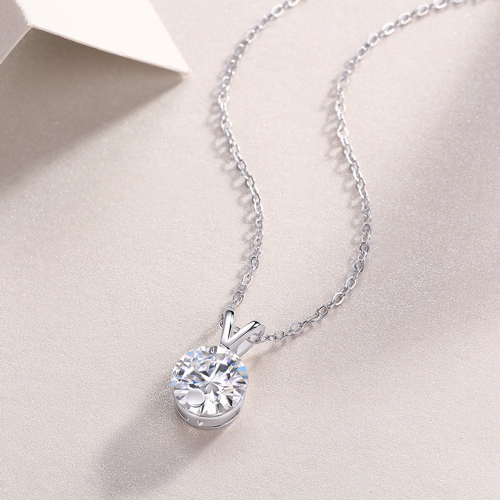 V-shaped - 2-carat Moissan Diamond S925 Sterling Silver And Platinum-plated Pendant