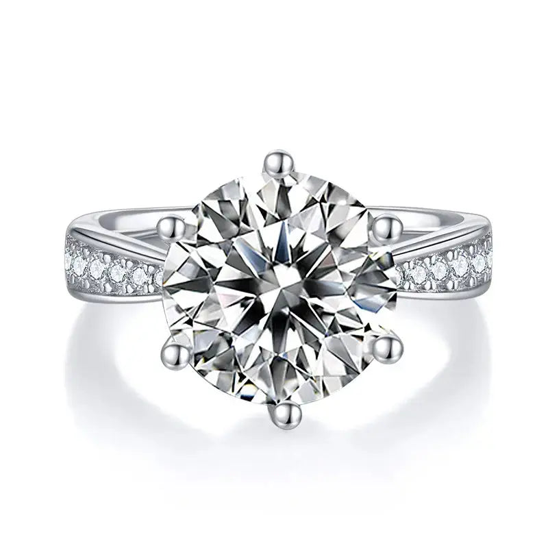 A 5-carat Luxury And Fashionable Light Luxury Jewelry Silver Ring Set With Top-quality Moissanite, S925 Silver Plated With Platinum NP Collection