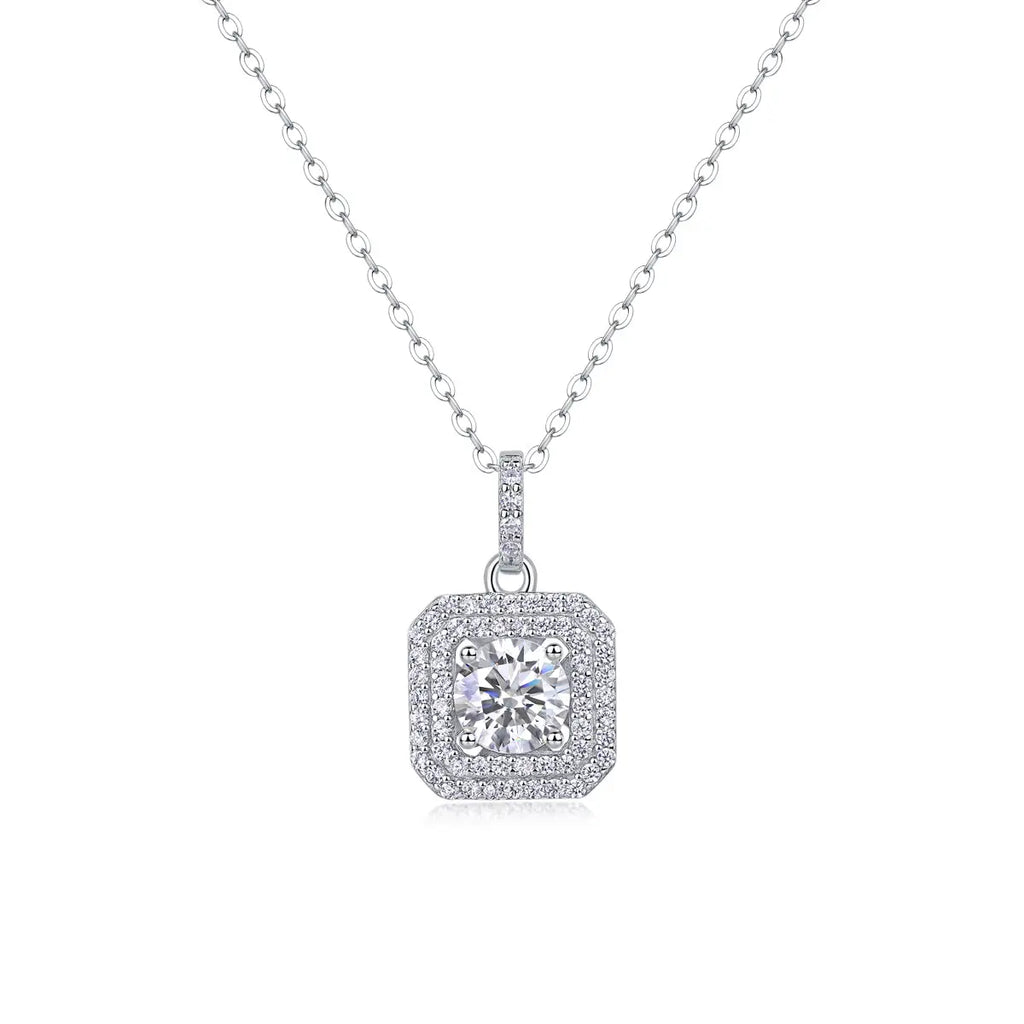 Double Ring Combination – Fashionable Light Luxury Moissanite S925 Silver-Plated Platinum Pendant Necklace NP Collection