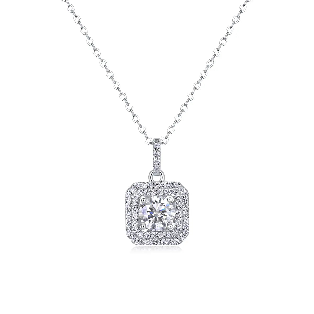 Double Ring Combination – Fashionable Light Luxury Moissanite S925 Silver-Plated Platinum Pendant Necklace NP Collection
