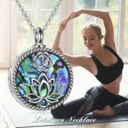 925 Sterling Silver Yoga Lotus Urn Necklace – Abalone Shell Memorial Cremation Jewelry - N&P Colletion