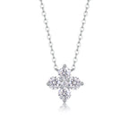 Lucky Four-Leaf Clover - Pendant with Moissanite S925 Sterling Silver and Platinum Plating 
