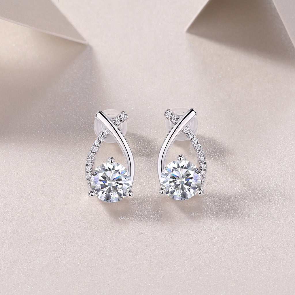 Happy Encounter - 1-carat Moissan Diamond S925 Sterling Silver And Platinum-plated Stud Earrings