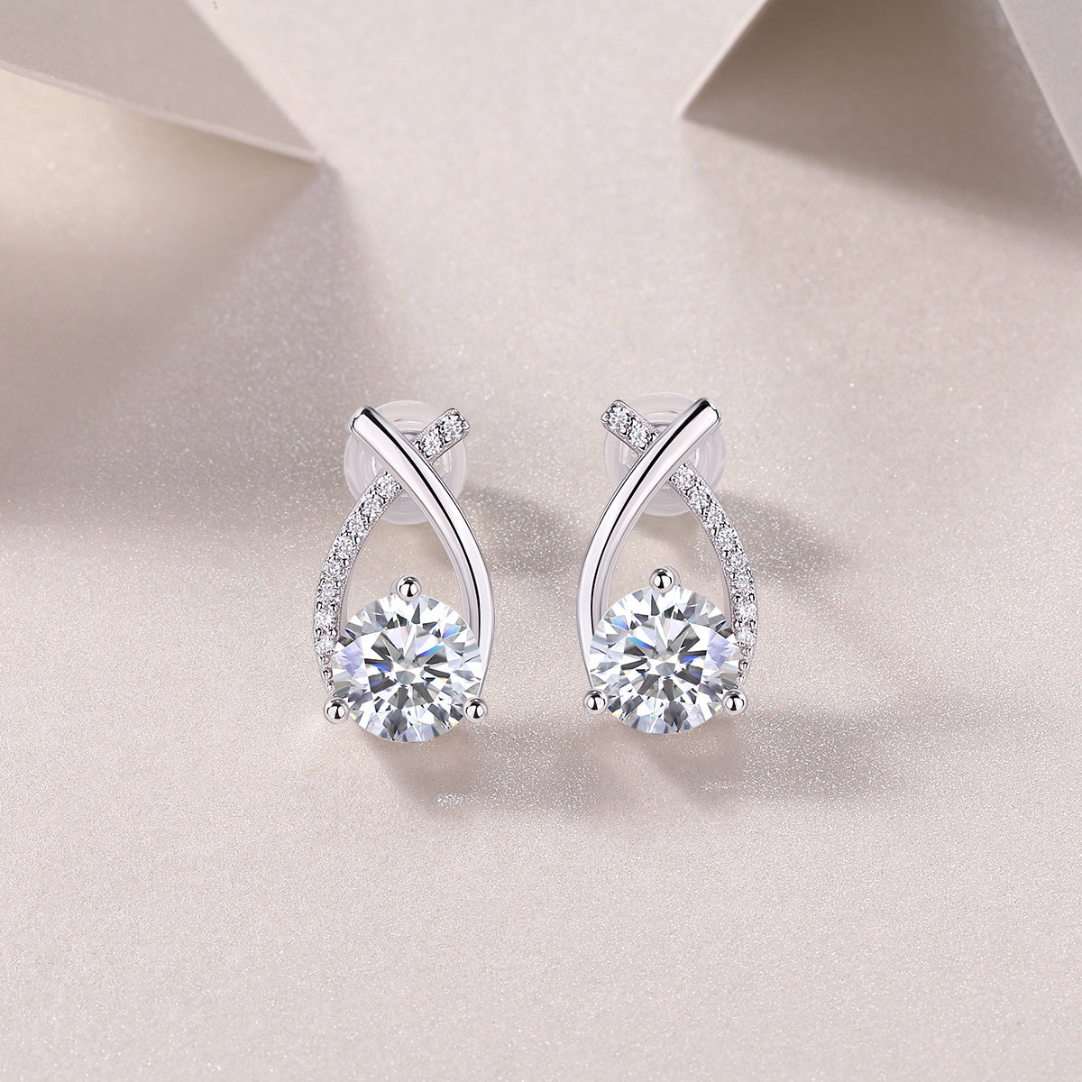 Happy Encounter - 1-carat Moissan Diamond S925 Sterling Silver And Platinum-plated Stud Earrings