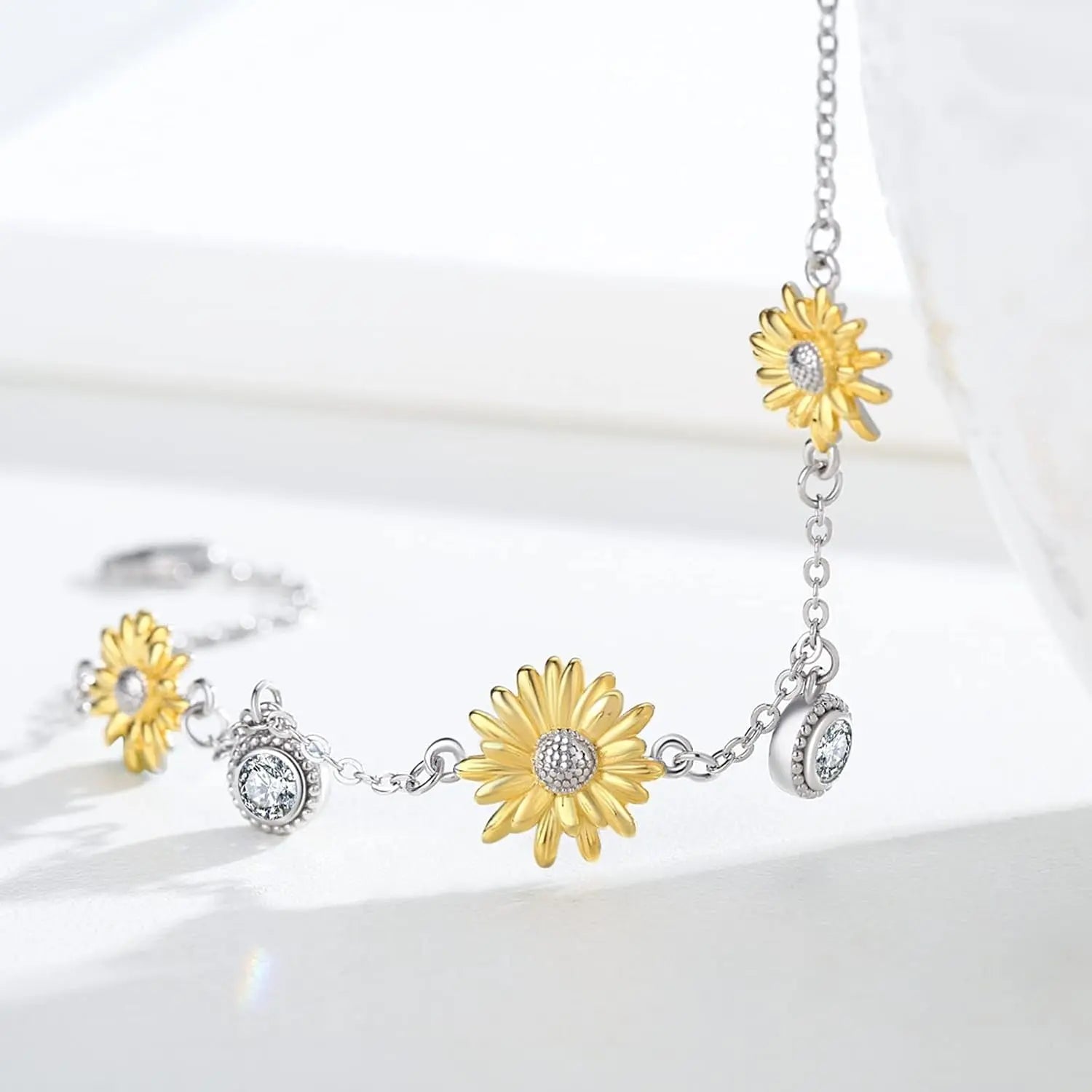 Sunflower Bracelet/Anklet 925 Sterling Silver