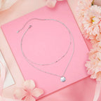 Layered Choker Necklace S925 Sterling Silver Full Moon