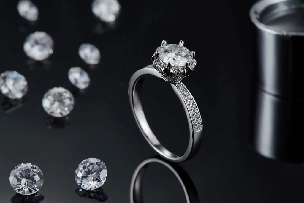 1-carat Luxury And Fashionable Light Luxury Jewelry Silver Ring Set With Top-quality Moissanite, S925 Silver Plated Platinum NP Collection