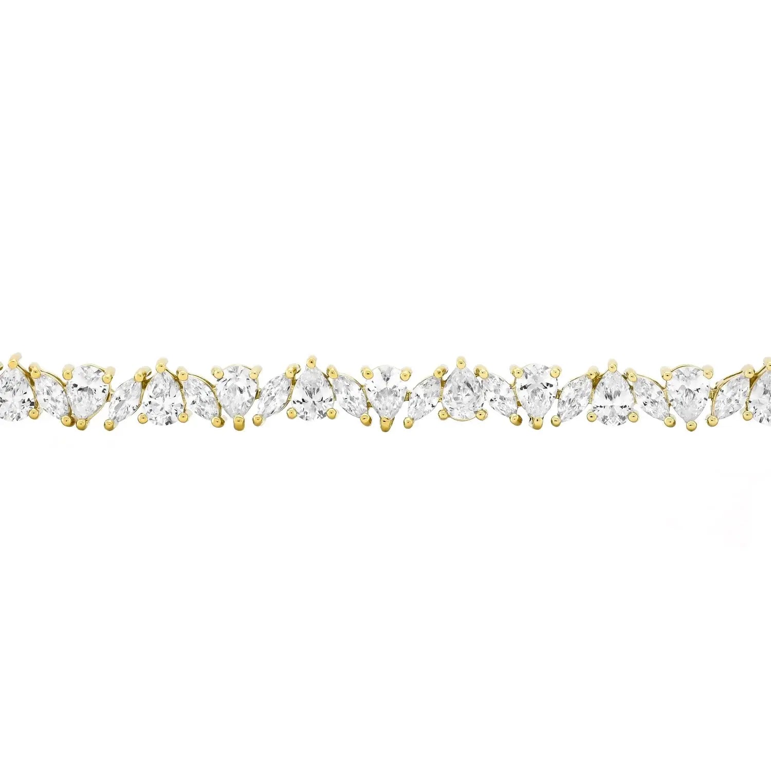 14K Gold Plated .925 Sterling Silver Simulated Marquise and Pear White Diamond Bracelet