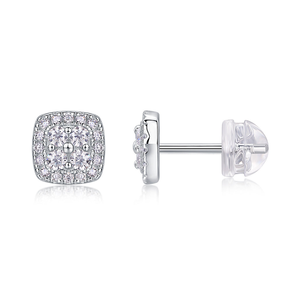 Fog Sea - Moissanite S925 Sterling Silver And Platinum-plated Stud Earrings