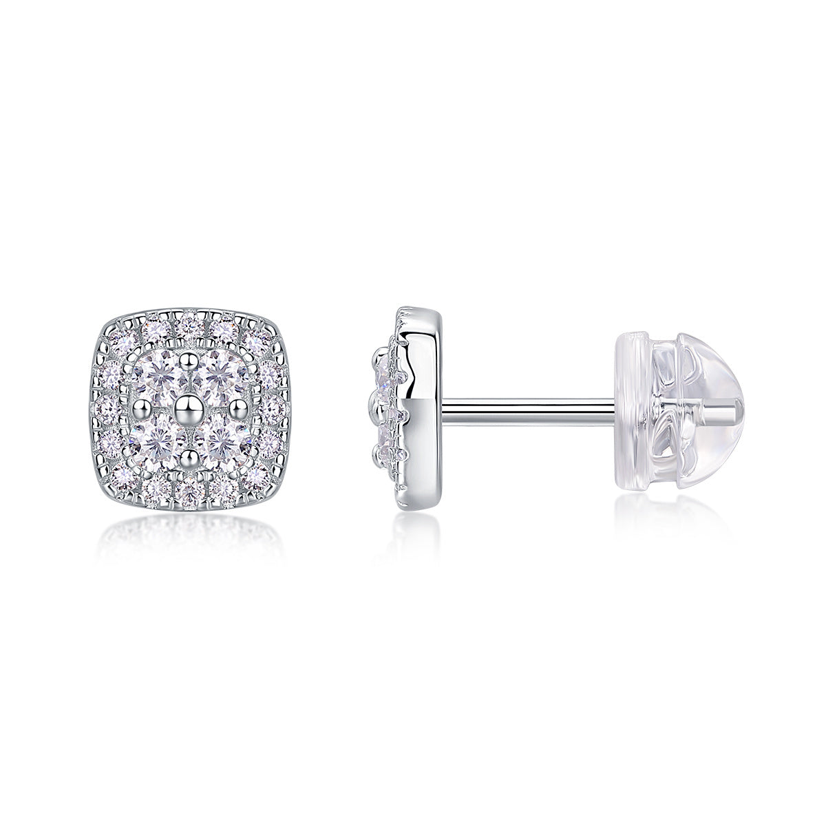 Fog Sea - Moissanite S925 Sterling Silver And Platinum-plated Stud Earrings