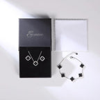 Black Clover Earrings 925 Sterling Silver Studs 