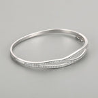 S925 Silver Bracelet Japanese And Korean Simple Double-layer Cross Diamond