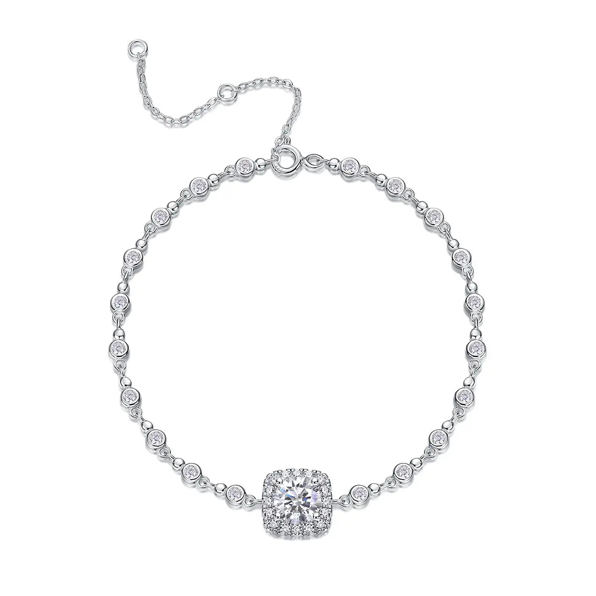 Surrounded By Stars - A Luxurious And Fashionable Light Luxury Jewelry Silver Bracelet And Bracelet Set With Top-quality Moissanite, S925 Silver-plated Platinum NP Collection