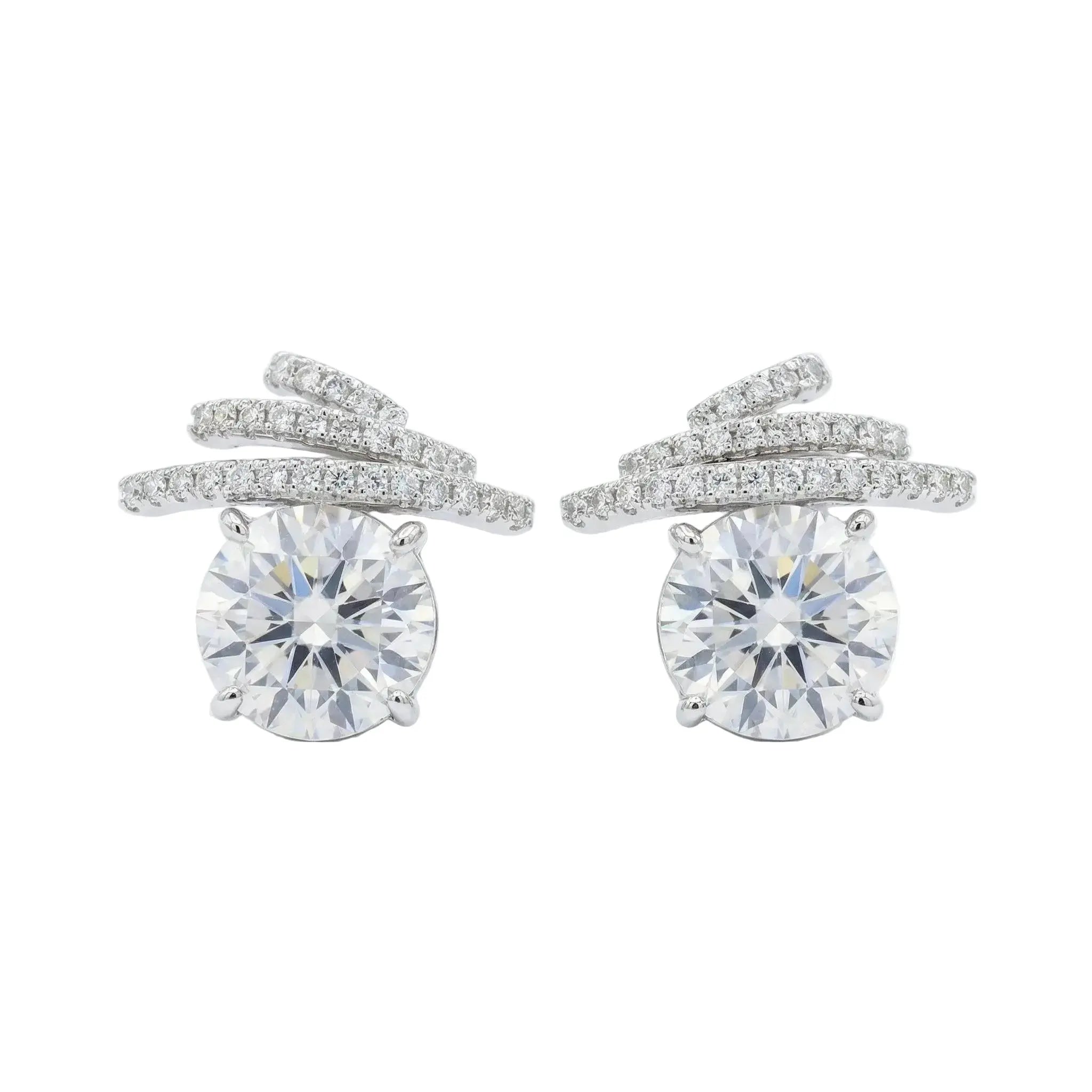 925 Sterling Silver Exquisite Radiant Sunny Earrings Studs with Sparkling Ribbon Accents and Shimmering Pavé Details NP Collection