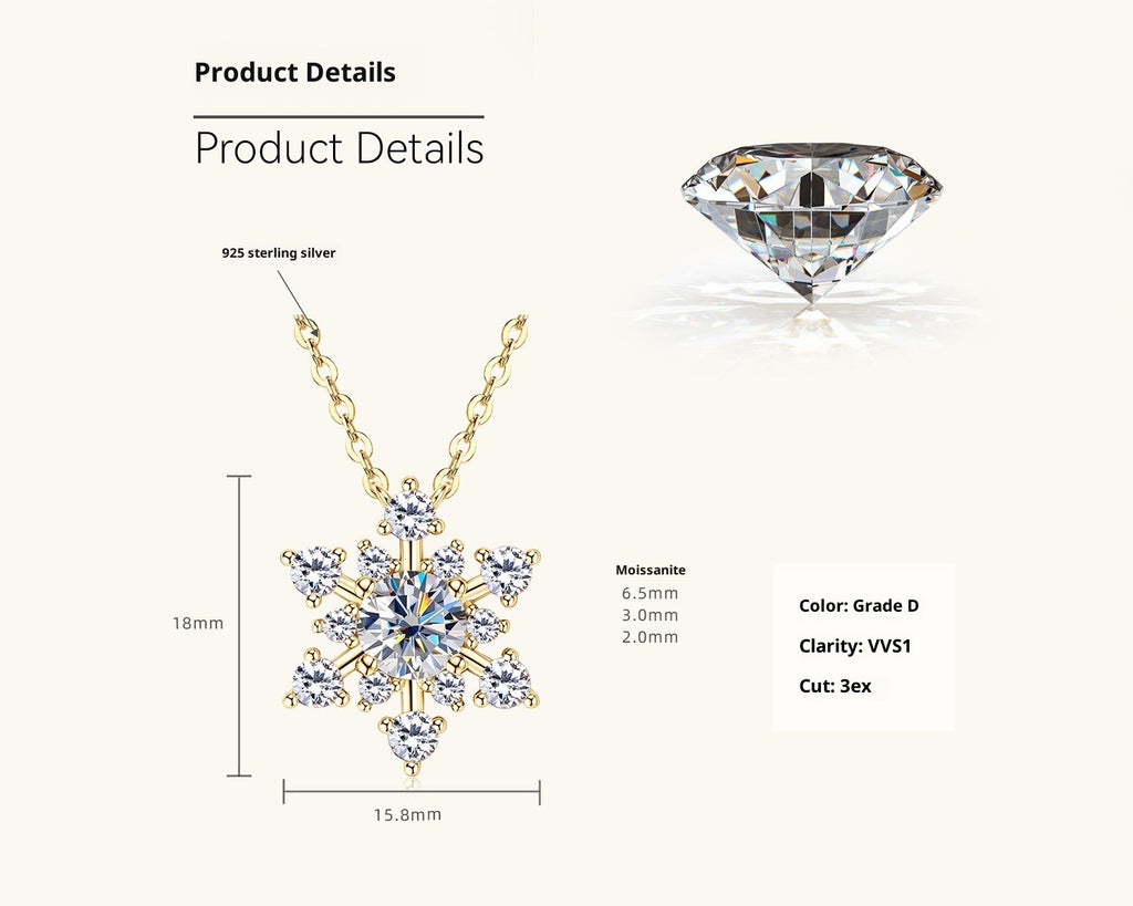 New Ins Style Snowflake Moissanite Necklace