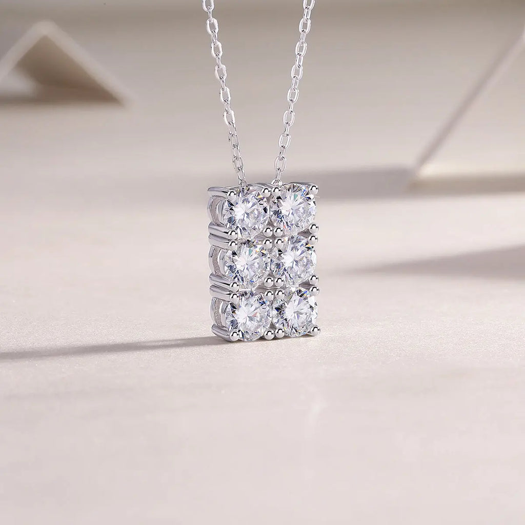 1Grand round Diamond Jewelry Piece Set with 0.5-Carat and 0.3-Carat Moissan Diamonds, S925 Sterling Silver and Platinum-Plated Pendant