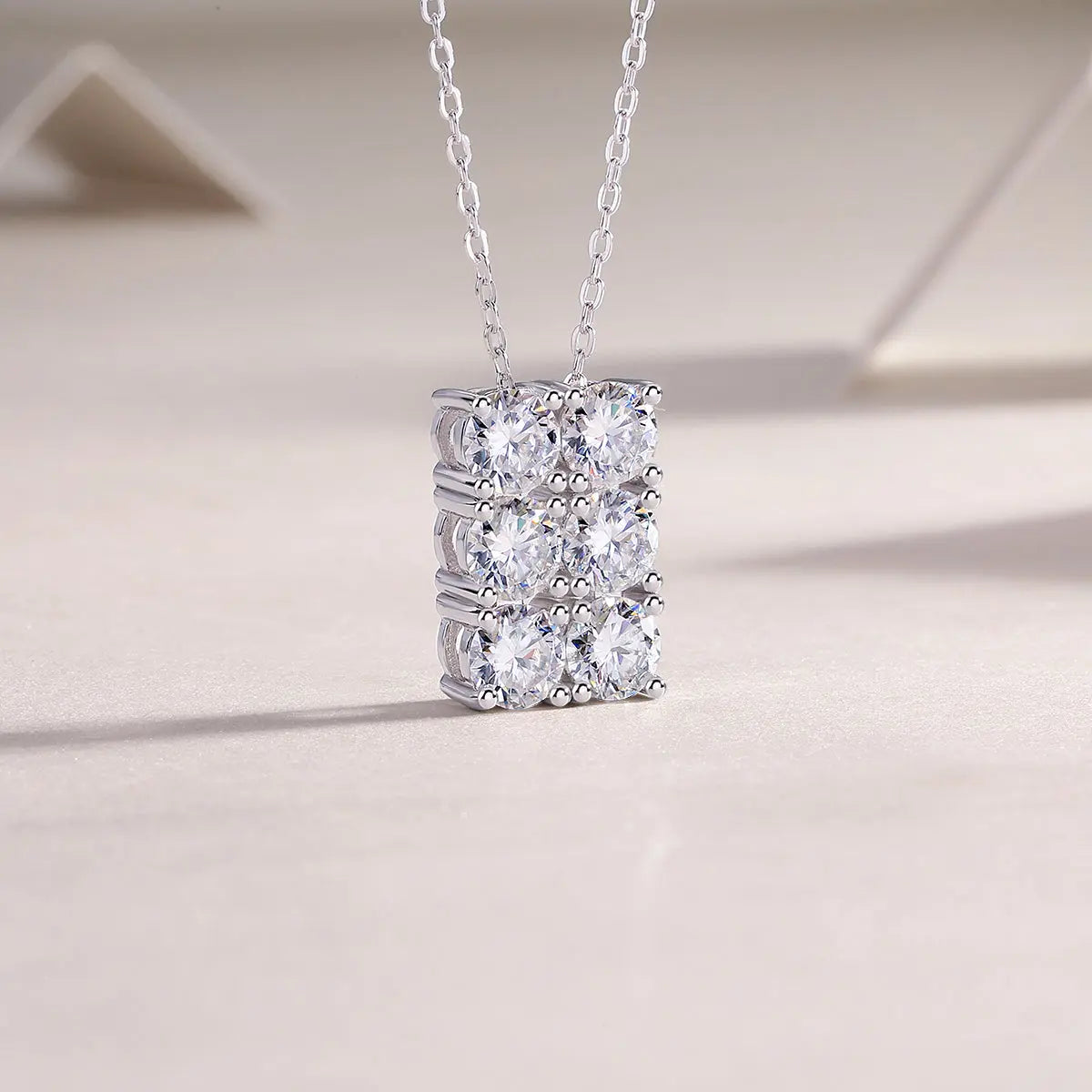 1Grand round Diamond Jewelry Piece Set with 0.5-Carat and 0.3-Carat Moissan Diamonds, S925 Sterling Silver and Platinum-Plated Pendant