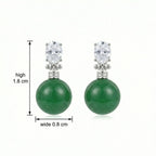 925 Sterling Silver Elegant Green Jade Drop Earrings with Sparkling Oval Gemstone Accents NP Collection