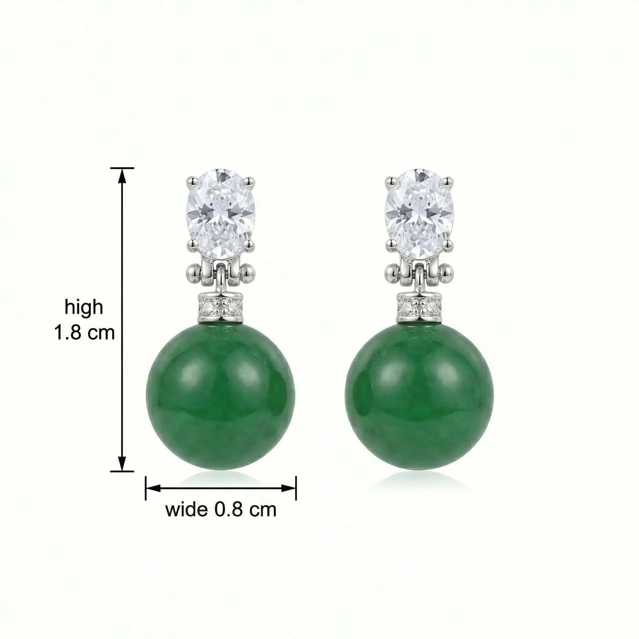 925 Sterling Silver Elegant Green Jade Drop Earrings with Sparkling Oval Gemstone Accents NP Collection