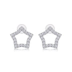 Tonight New Star - S925 Moissanite Sterling Silver with Platinum-Plated Stud Earrings