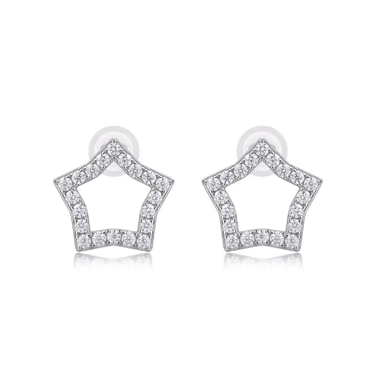 Tonight New Star - S925 Moissanite Sterling Silver with Platinum-Plated Stud Earrings