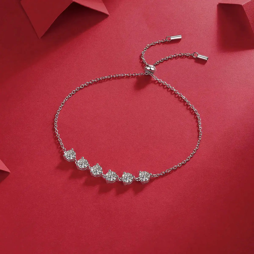 Dreamy Beauty Permeates - A Fashionable And Light Luxury Jewelry Silver Bracelet And Bracelet Set With Top-quality Moissanite, S925 Silver-plated Platinum NP Collection