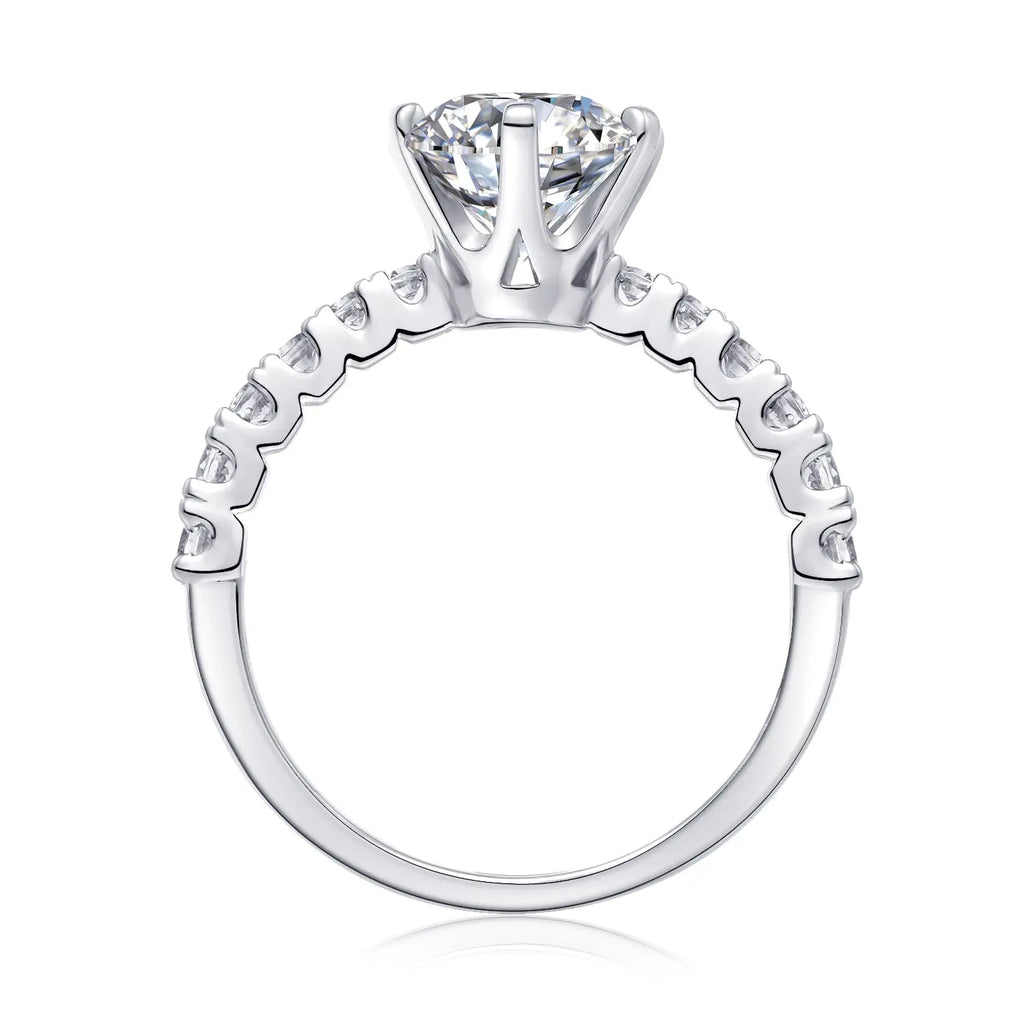 Large Diamond Moissanite Silver  Ring 