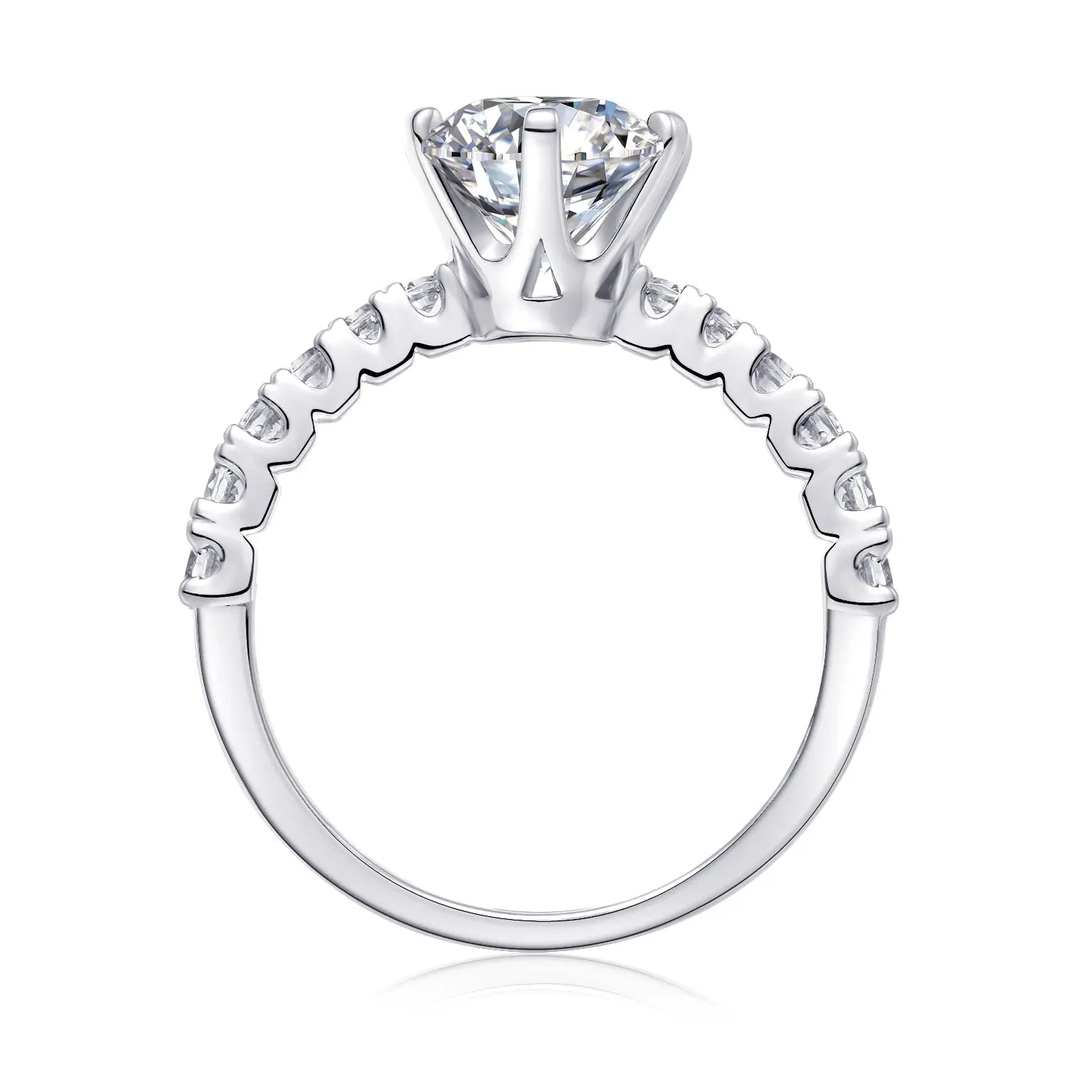 Large Diamond Moissanite Silver  Ring 