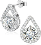 Moissanite Stud Earrings, 18K White Gold Vermeil, 925 Sterling Silver 1.0Ct 