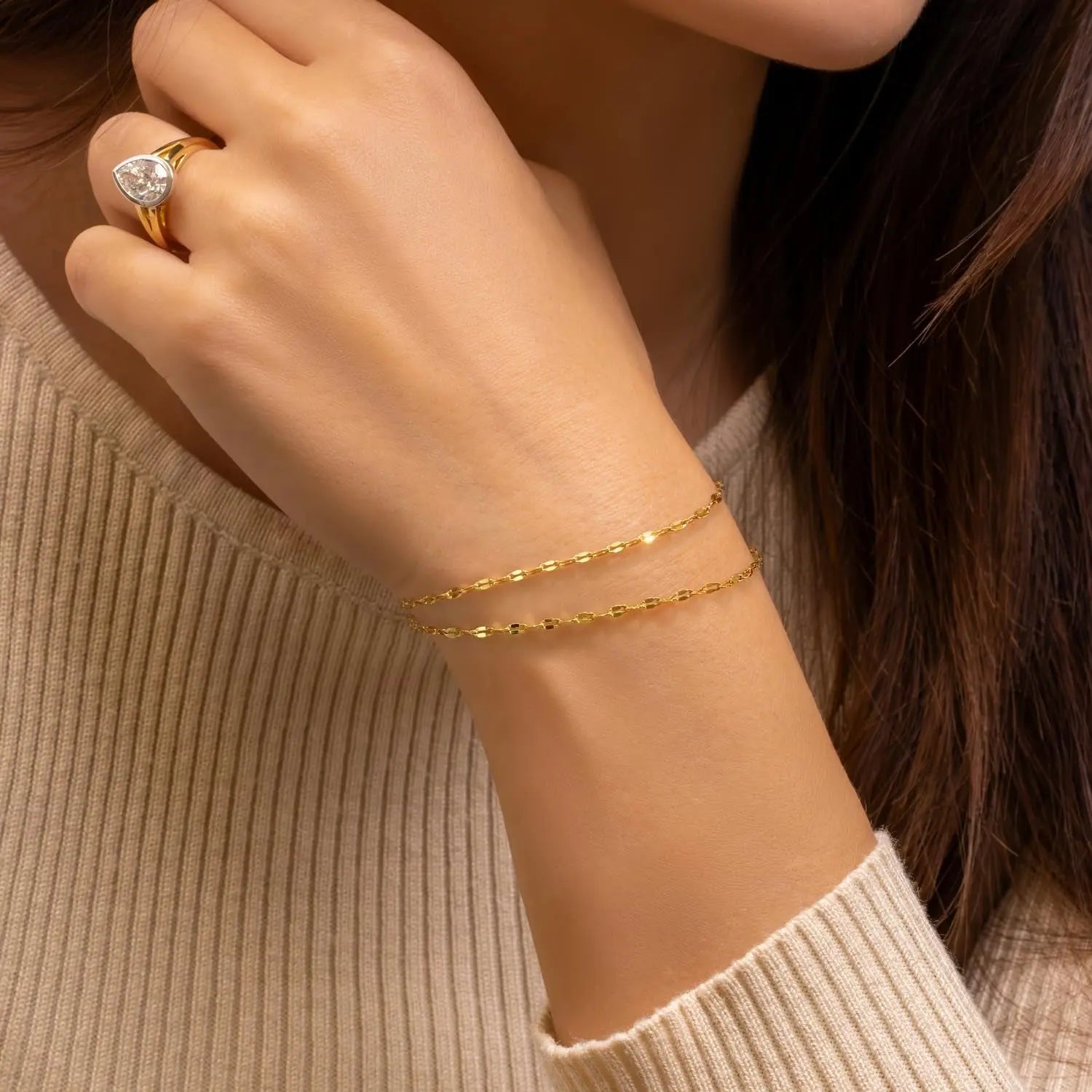 14K Gold Bracelets with Gold Chain 