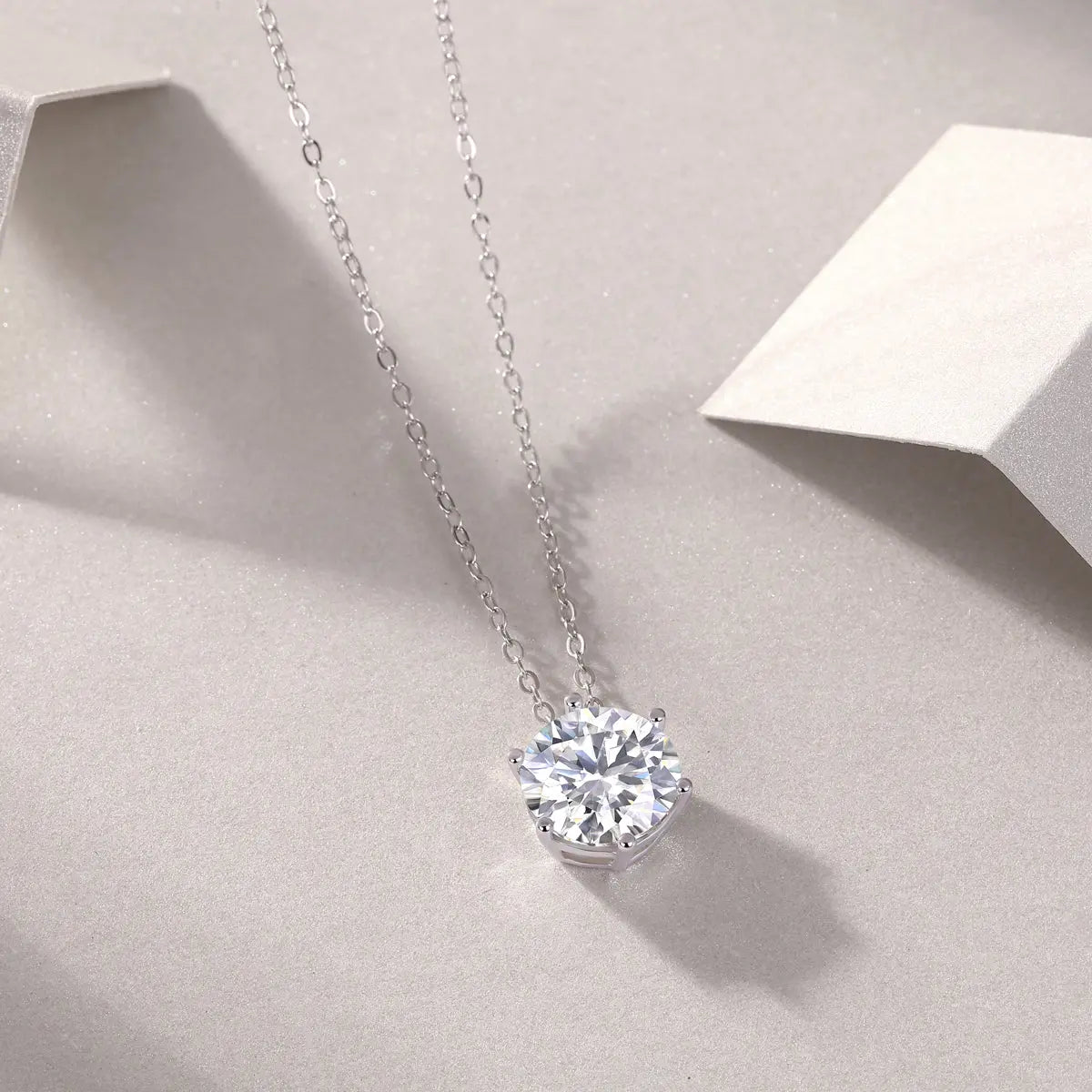 1Afternoon Rose Diamond Jewelry Pendant Set with 1-Carat, 2-Carat and 3-Carat Moissanite S925 Sterling Silver and Platinum Plating