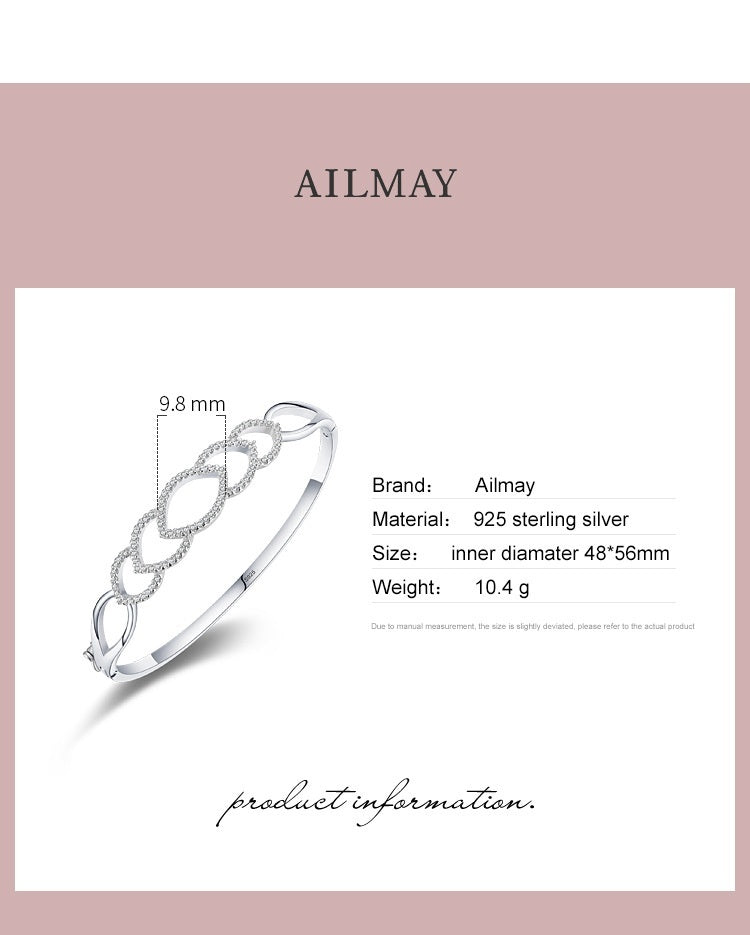 S925 Sterling Silver Chain Hollow Jeweled Bracelet