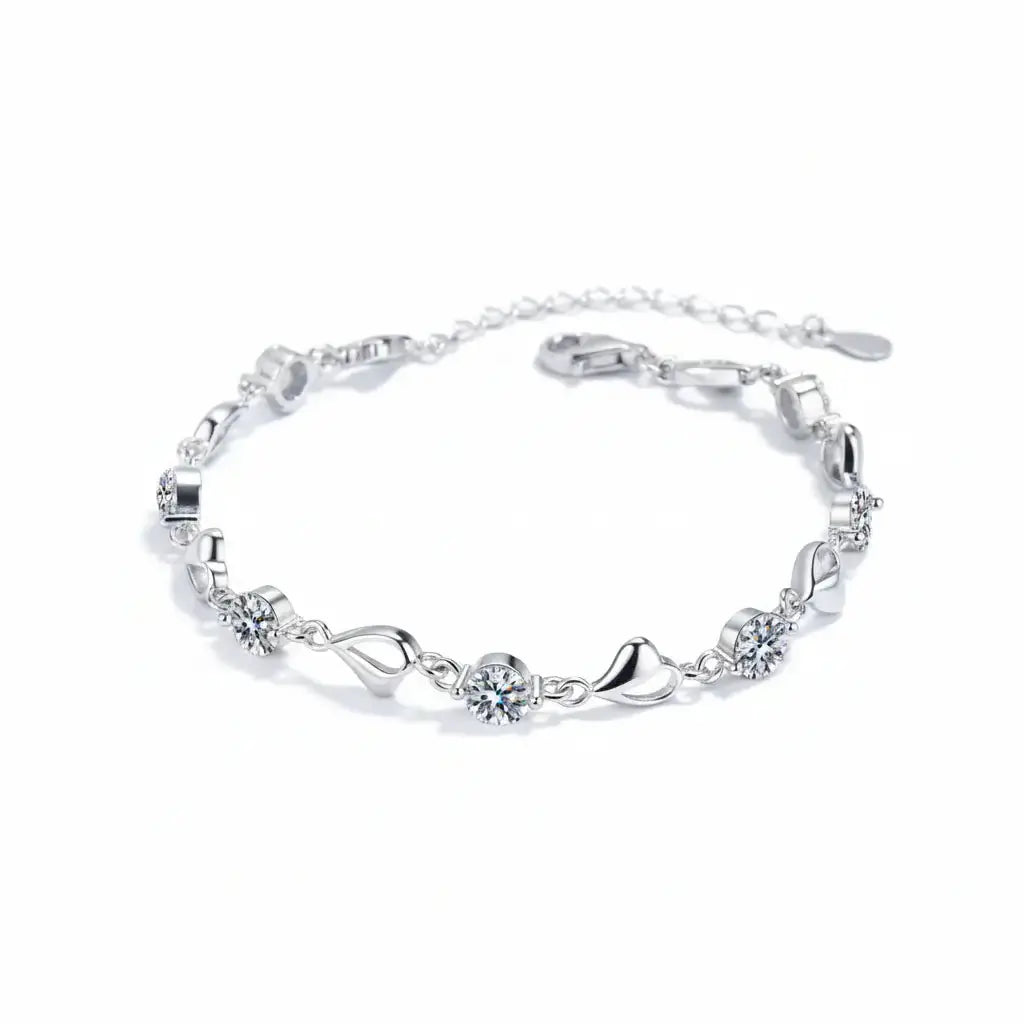 Heart Moissanite Bracelet Silver 