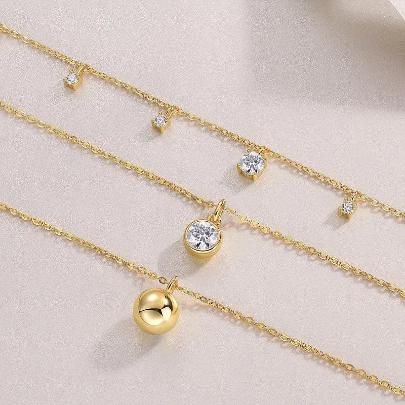 1-Carat Luxury Minimalist Moissanite S925 Gold-Plated Silver Pendant Necklace NP Collection