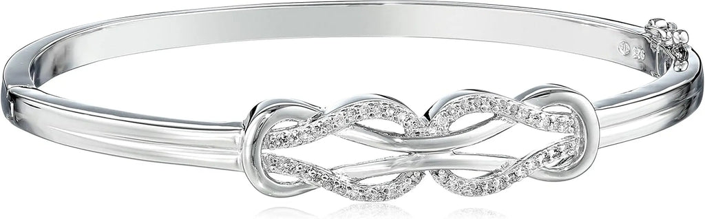 Sterling Silver Diamond Double Knot Bangle Bracelet, 7" (0.25 Cttw, J Color, I3 Clarity)