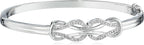 Sterling Silver Diamond Double Knot Bangle Bracelet, 7" (0.25 Cttw, J Color, I3 Clarity)