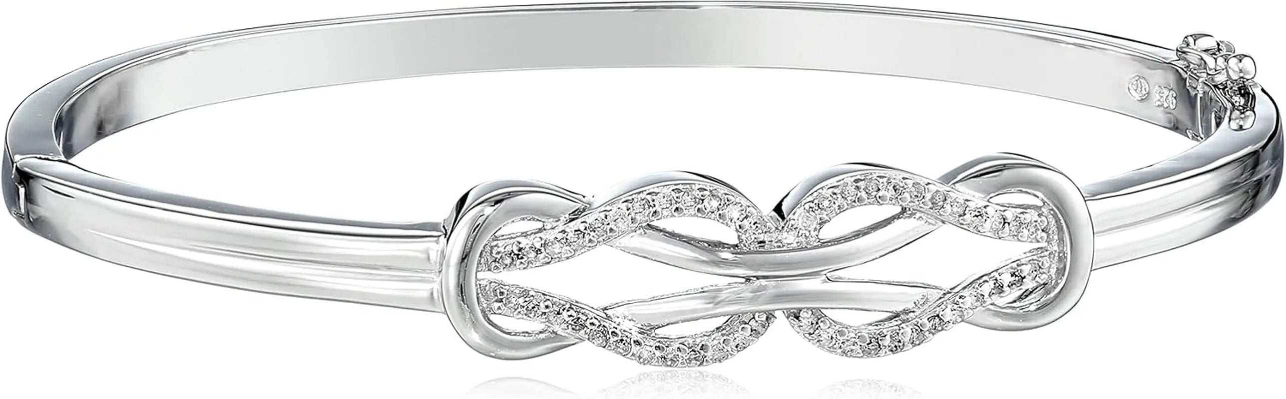 Sterling Silver Diamond Double Knot Bangle Bracelet, 7" (0.25 Cttw, J Color, I3 Clarity)