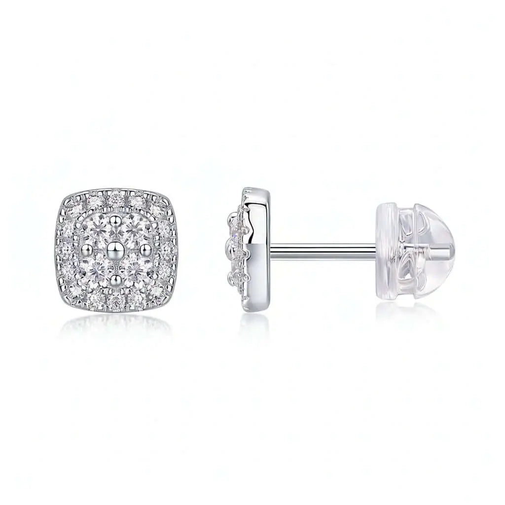 Mini Moissanite Stud Earrings – S925 Sterling Silver Platinum-Plated
