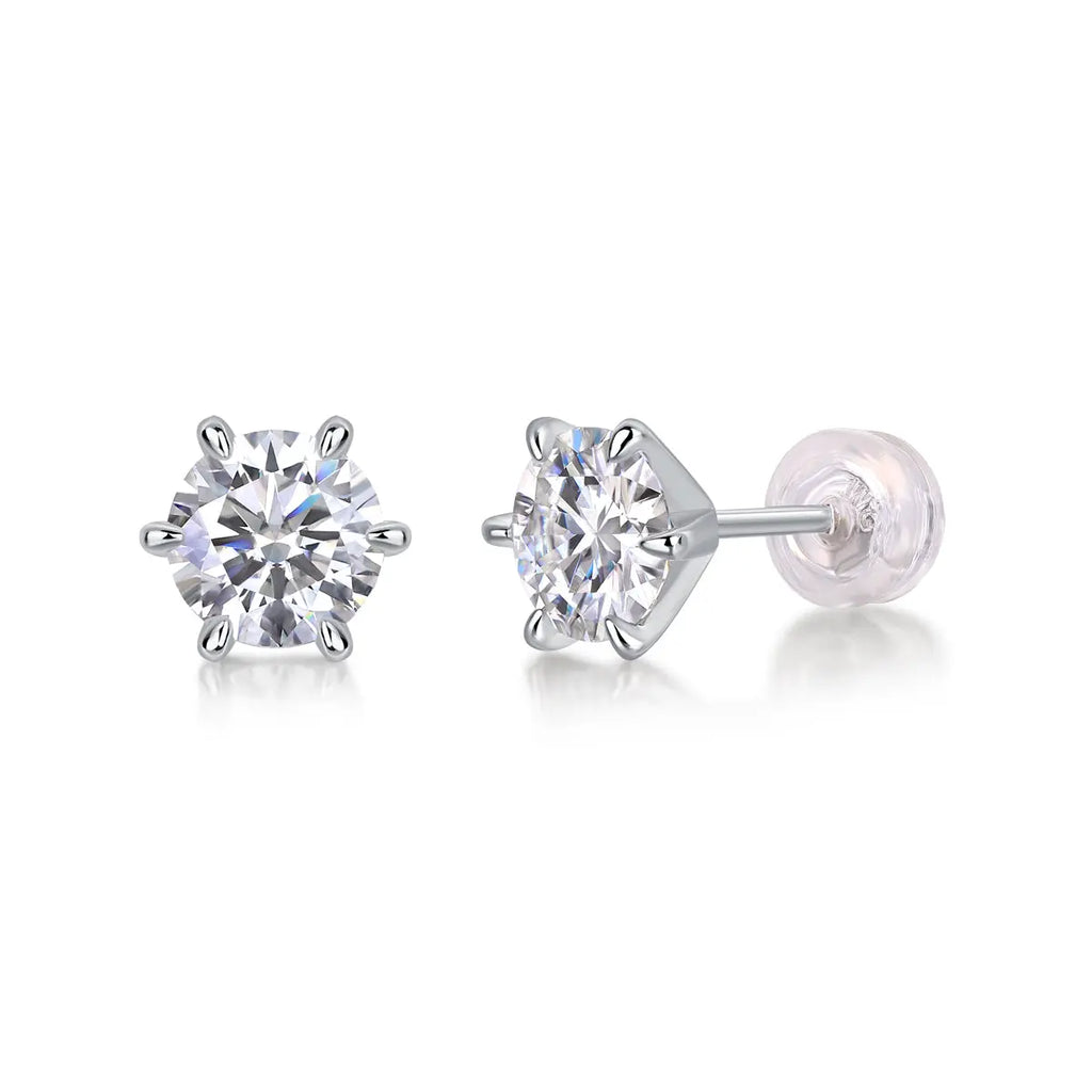 1Guardian Classic – Six-Claw Luxury Fashion Diamond Stud Earrings Inlaid with Moissanite, Silver Jewelry - N&P Colletion