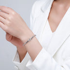 S925 Silver Bracelet Leaf Oval Open-ended