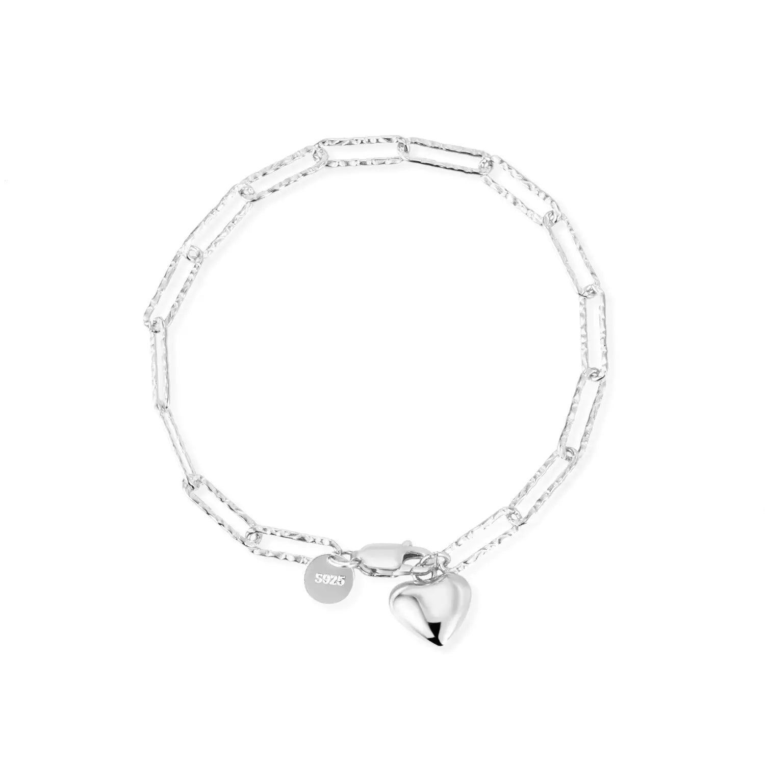 Womens S925 Sterling Silver Heart Bracelet NP Collection