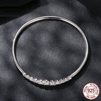 All-match High-grade S925 Sterling Silver Moissanite Open Elastic Bracelet