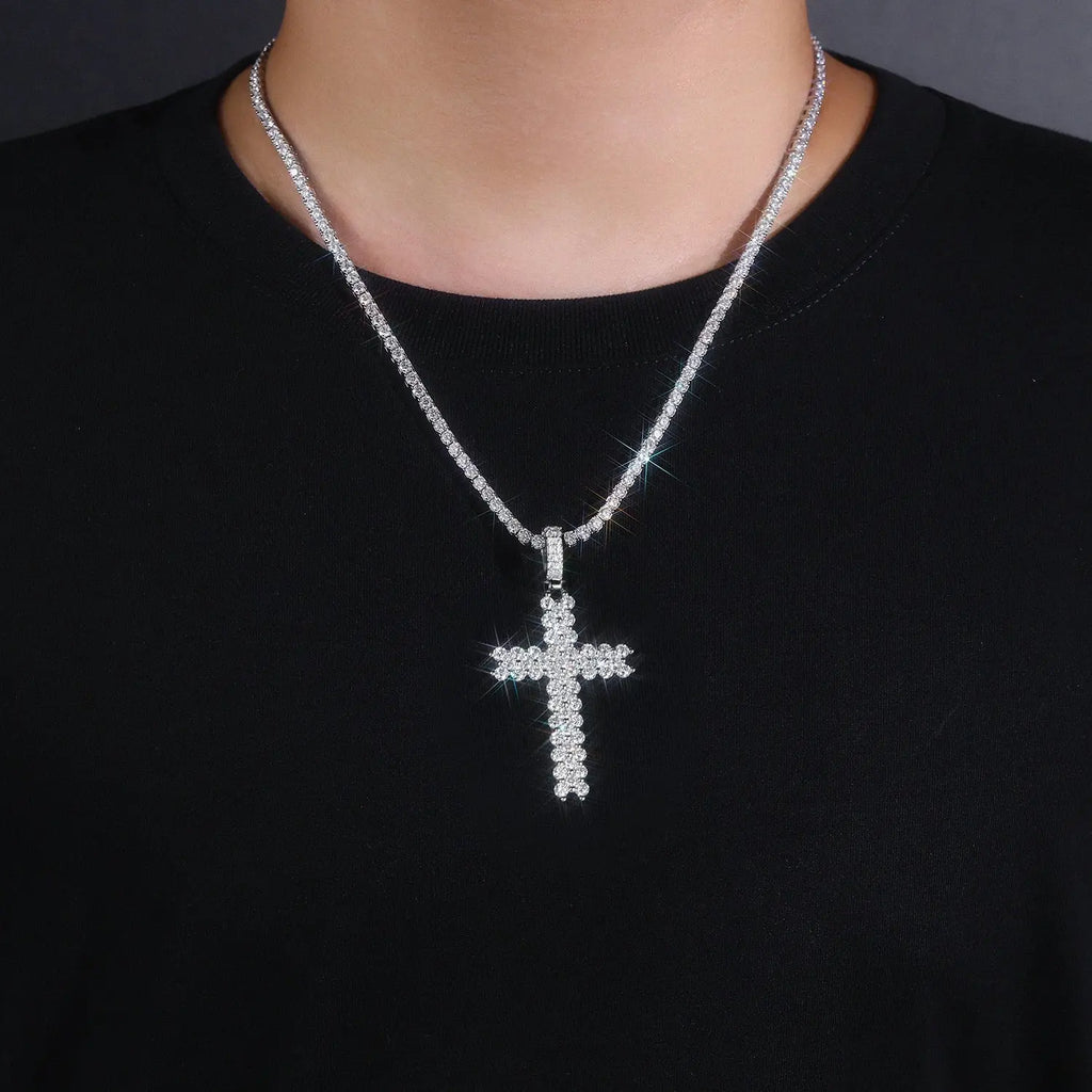 Holy Light - A Fashionable And Trendy Necklace Pendant Set With Top-quality Moissanite S925 And Silver Plated With Platinum Can Be Tested With A Diamond Pen NP Collection